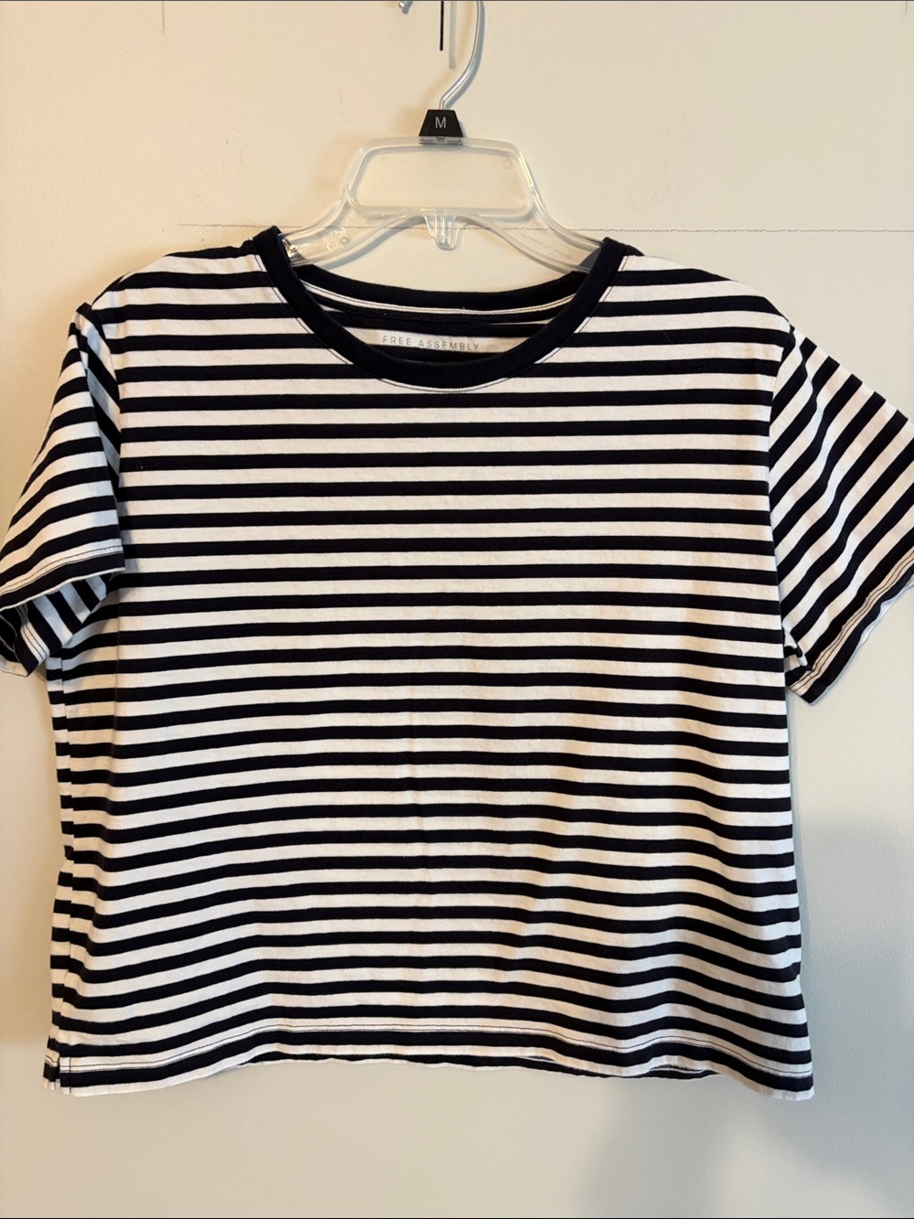 Striped Short Sleeve Tee in Black and White - Free Assembly. 💯 organic cotton. L